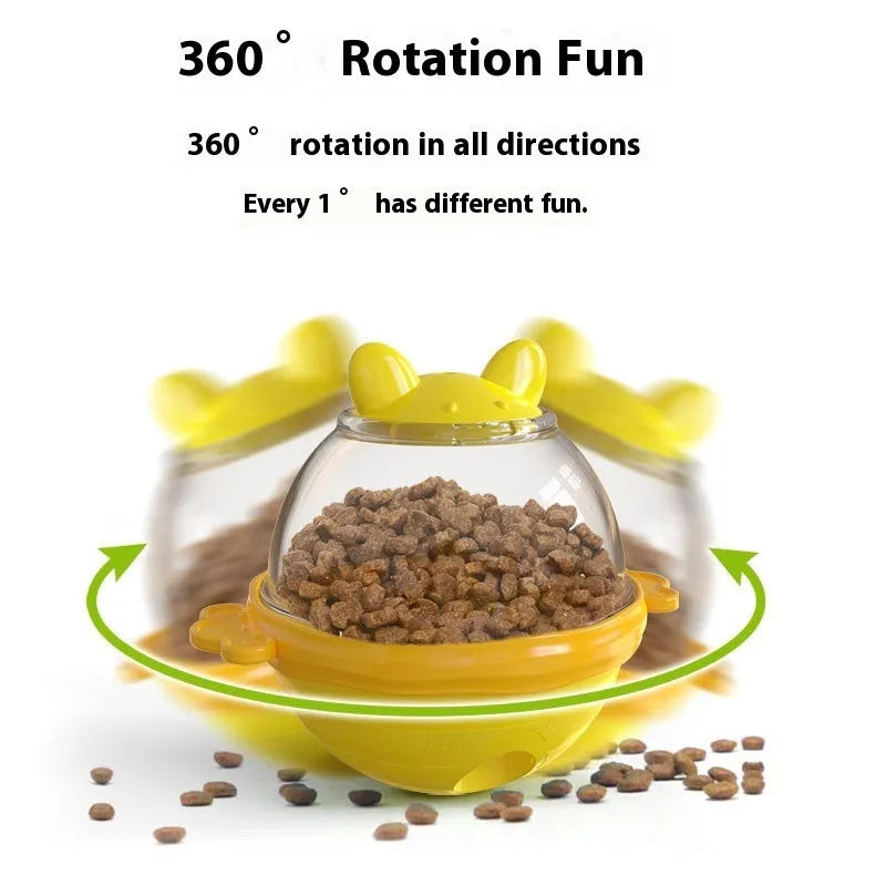 TPR slow feeder dog bowl puzzle toy in lake blue colour with tumbler design