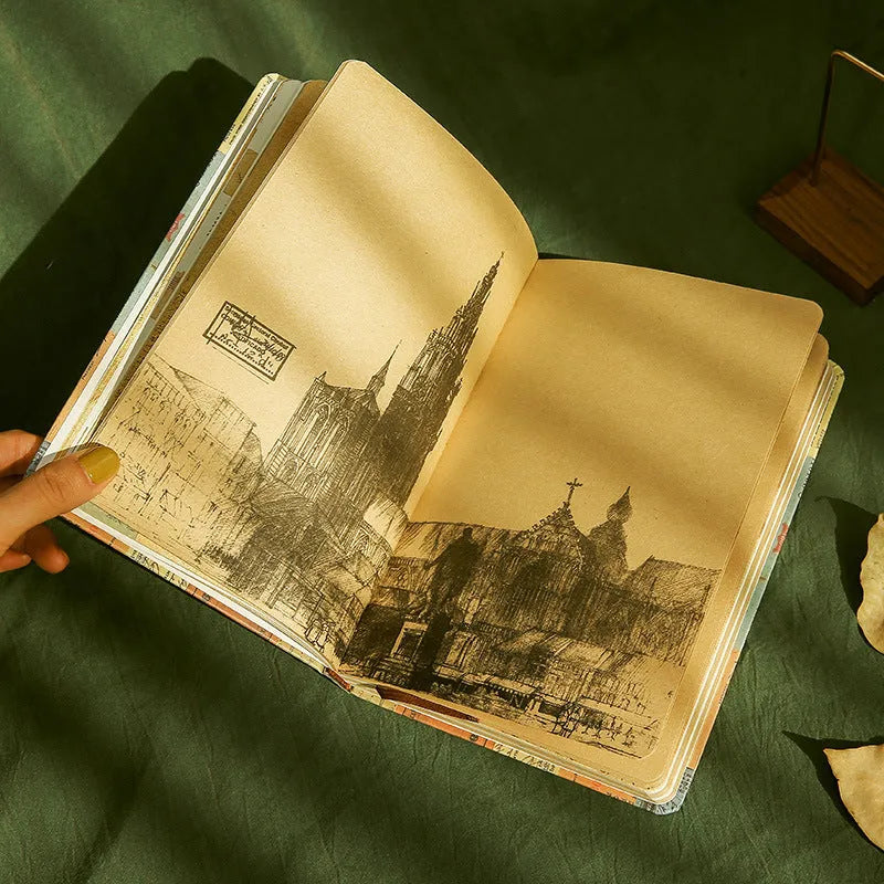 A5 kraft paper notebook with coloured pages in European retro style available in blue coffee red colours