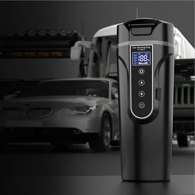 Portable car heating cup with smart touch digital display and 400ml food-grade 304 stainless steel inner