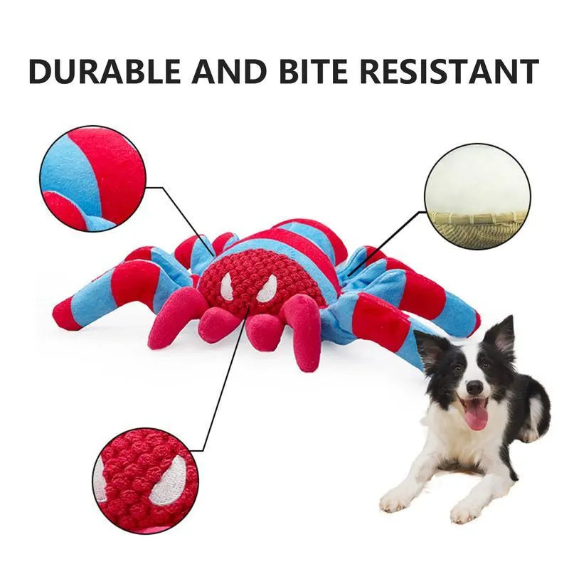 Red plush teddy bear dog toy for medium and large breed chewing and teeth cleaning