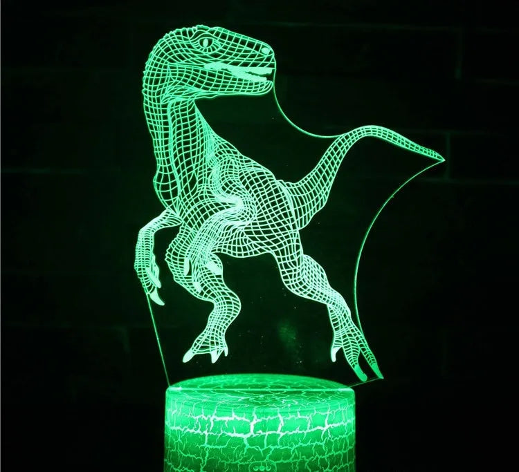Dinosaur touch night light with acrylic shade, seven light colours, USB powered, 225x135x4mm