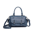 Large vintage-style messenger bag in a horizontal square shape, showing stitching detail, displayed in multiple colour options.