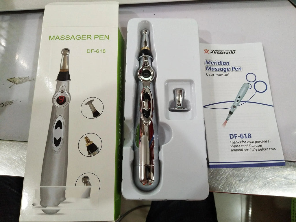 Electric massage pen with three heads, 200x30mm, AA battery powered, available in 1pc, 2pc or 3pc packs