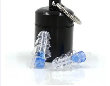 Music noise reduction earplugs with red acoustic filter, transparent liquid silicone, 1.3x2.1cm