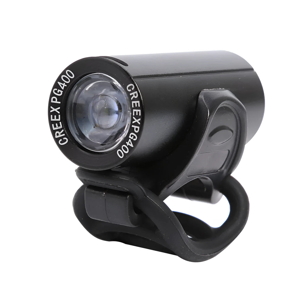 Black USB rechargeable bicycle front light with 350 lumen brightness