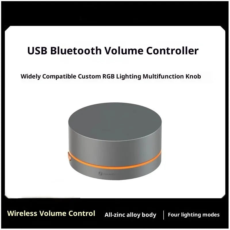 USB volume regulator controller for computer and mobile phone, model VOL20, in black or gray with data cable and manual.