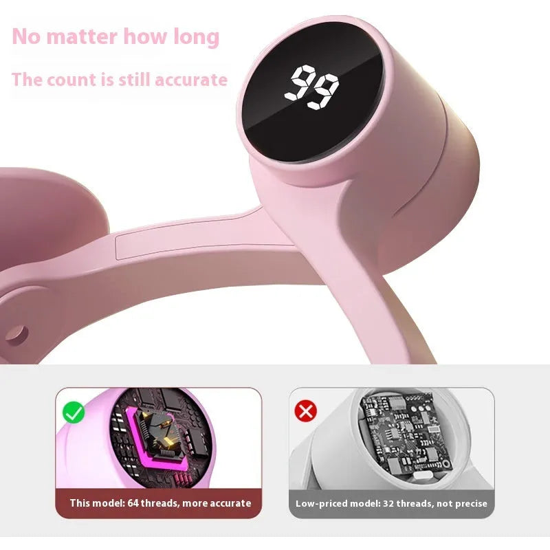 Pink pelvic floor muscle trainer with rubber-coated exterior and 3-gear resistance settings for postpartum exercise