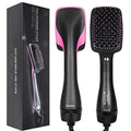 Black 2-in-1 electric hair dryer comb with 16-20mm alloy heat conductor and UK plug