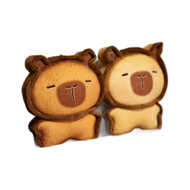 Cute toast kitty doll plush toy with soft PP cotton filling, caramel colour, happy cat expression, 30cm height