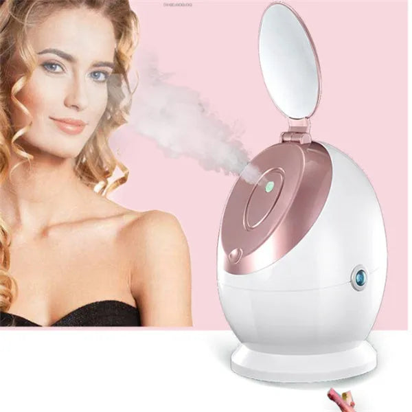 White Nano Ionic Facial Steamer SA-166A with thermal spray function on a tabletop