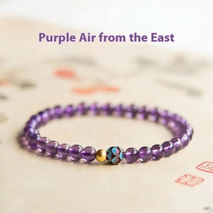 Purple lotus charm bracelet with retro Chinese student styling for women