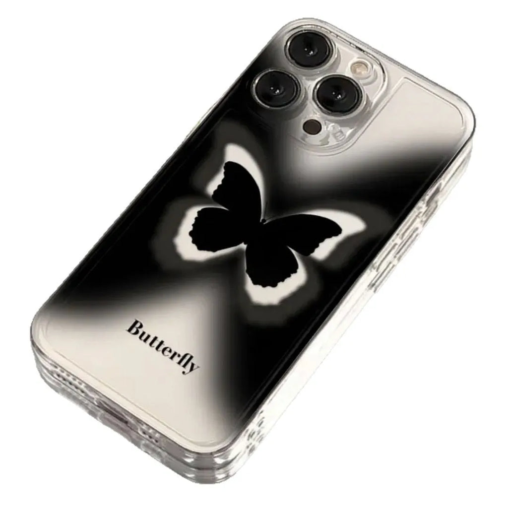 Transparent soft TPU phone case with painted butterfly design for iPhone models, shockproof and anti-fingerprint.