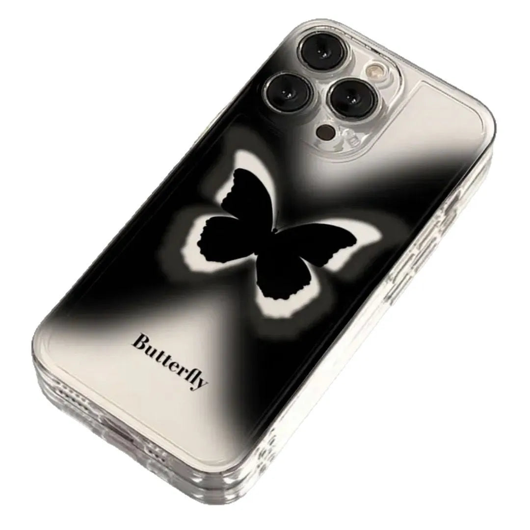 Transparent soft TPU phone case with painted butterfly design for iPhone models, shockproof and anti-fingerprint.