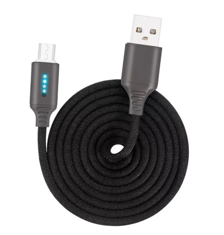 Fabric braided USB fast charging cable in 1 metre length for Android iPhone and Type-C devices