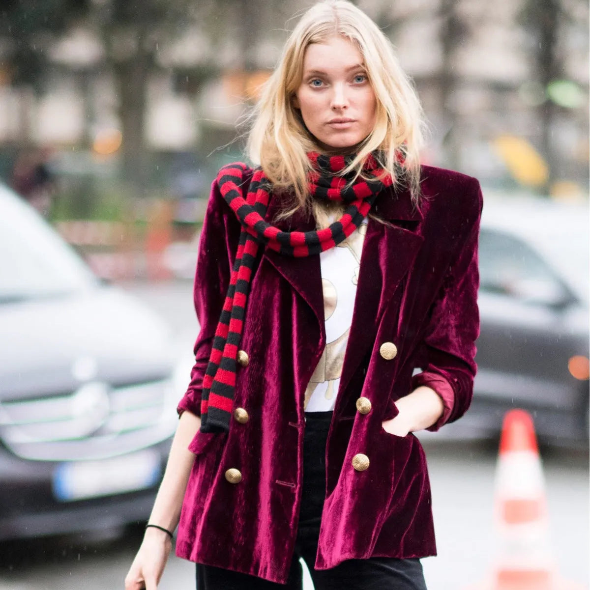 Women's mid-length loose fit suit coat with pockets in black, wine red, dark green, and ginger yellow colours