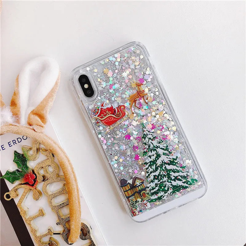 Quicksand shell phone case with camouflage pattern for iPhone and Samsung in various colours