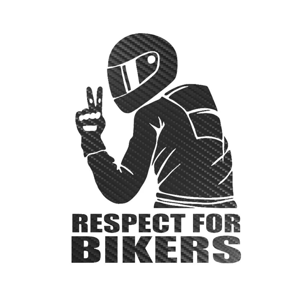 15x11cm motorbike respect decal sticker showing reflective and 3D carbon fibre colour options