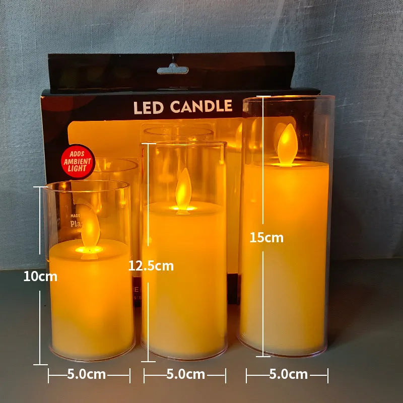LED simulation candle lamp in cup shape, ivory white, 5.5cm height, 3-pack
