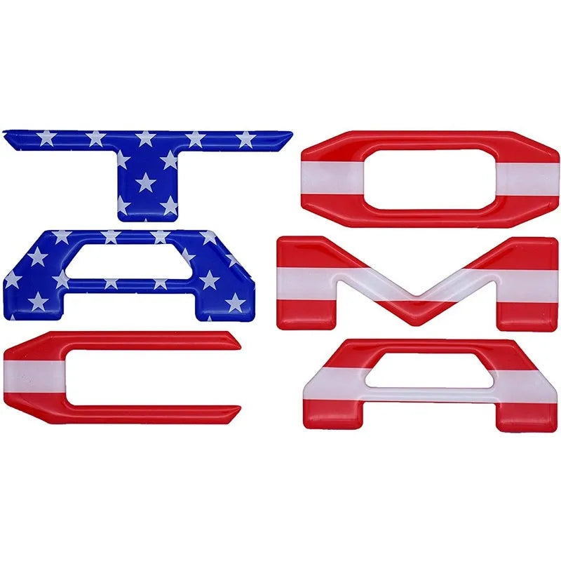 Takuma pickup truck tail box 3D car labeling acrylic sticker, national flag design, 31x4.5x0.5cm