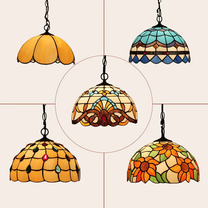 European baroque style chandelier with abstract shape and coloured glaze finish, shown as a hanging ornament.