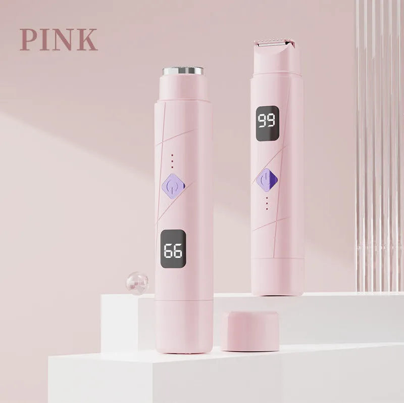 Digital display women's hair removal shaver in gradient purple colour with USB charging port