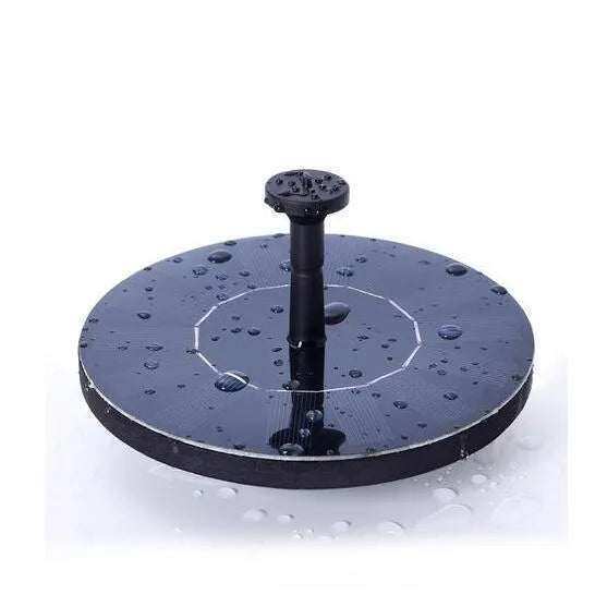 Black 16x16cm solar floating fountain pump with 4 nozzle spray settings for birdbath and small pond