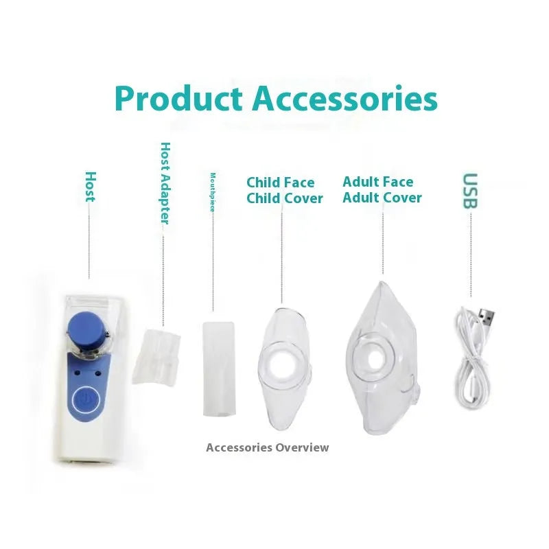 USB handheld plastic nebuliser spray machine with columnar design for household drug atomisation and humidification