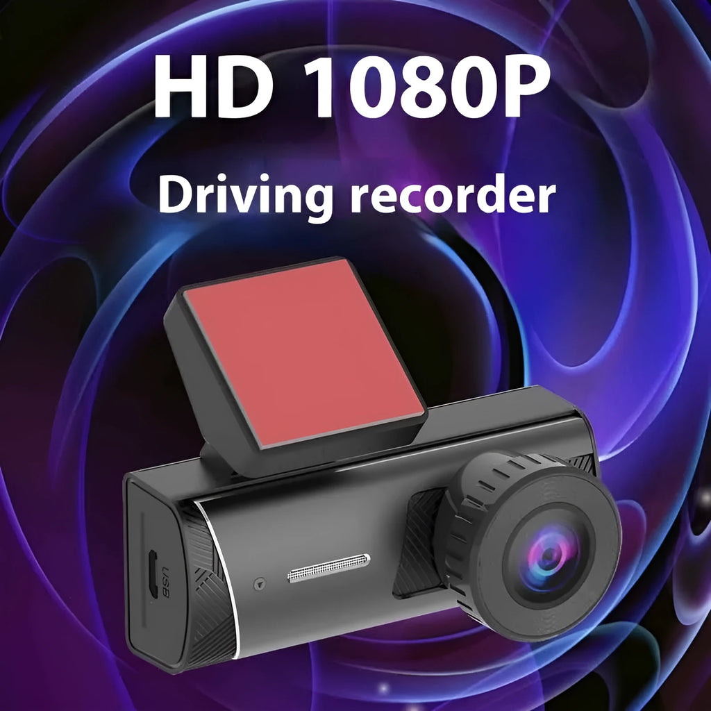 Black WIFI connected car dashcam with touch screen and wide angle lens for vehicle security recording