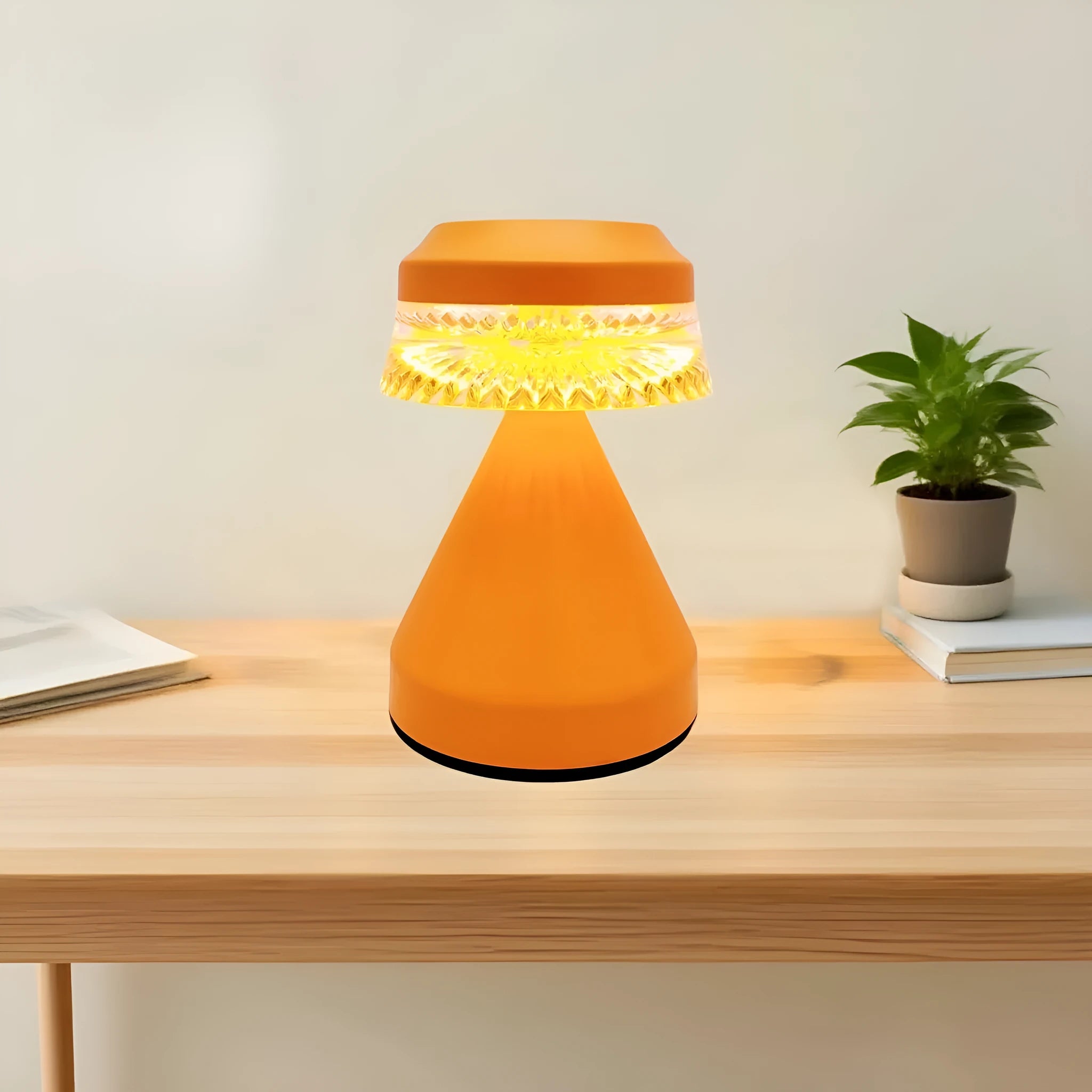 Creative LED charging night lamp in black, brown, or orange with USB cable and dimming control.