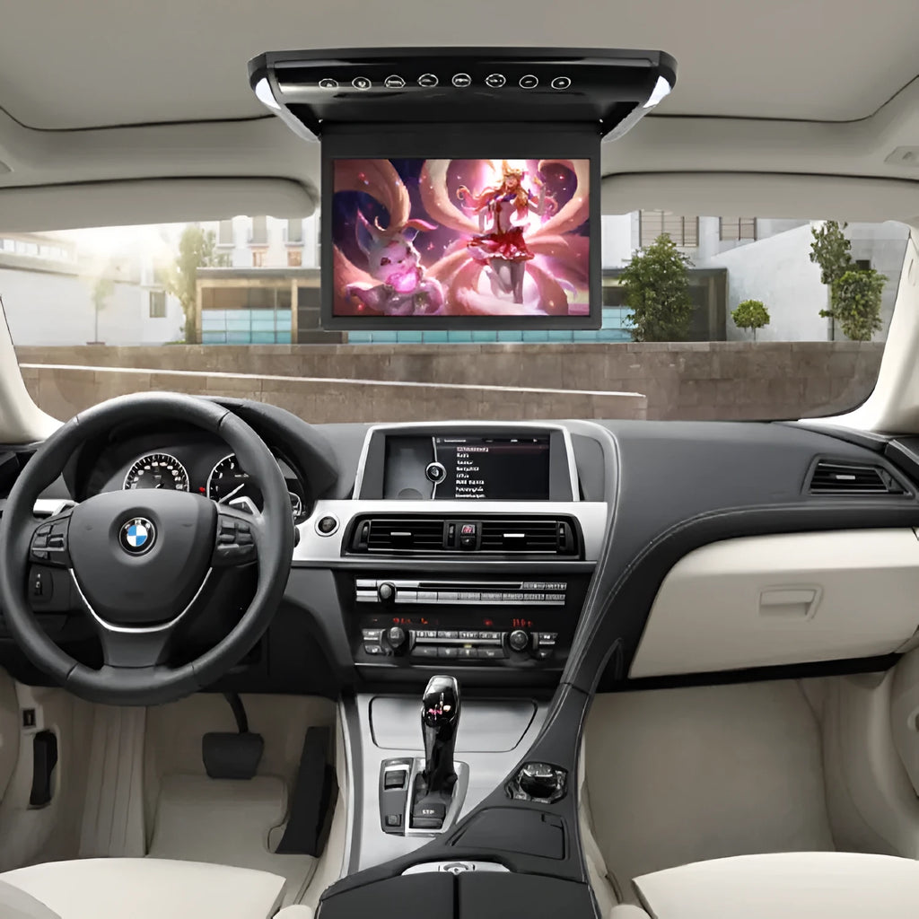 10.1 inch car ceiling monitor with HD TFT screen and dome lights in beige colour