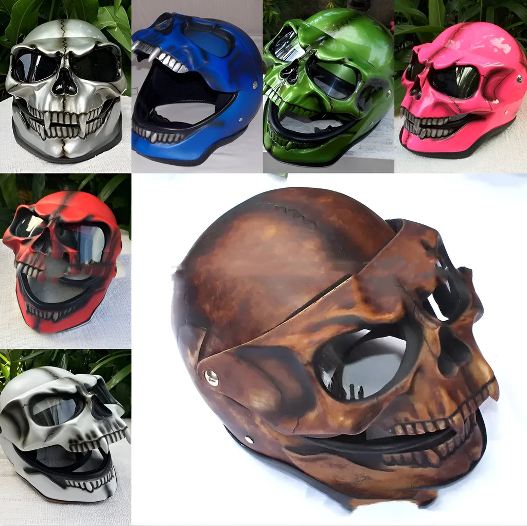 Adult-size latex skull head helmet mask in copper blue green pink silver white red