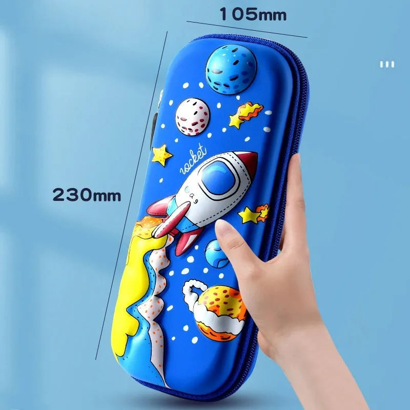 3D leather pencil case with embossed character design showing detailed astronaut or fantasy creature artwork