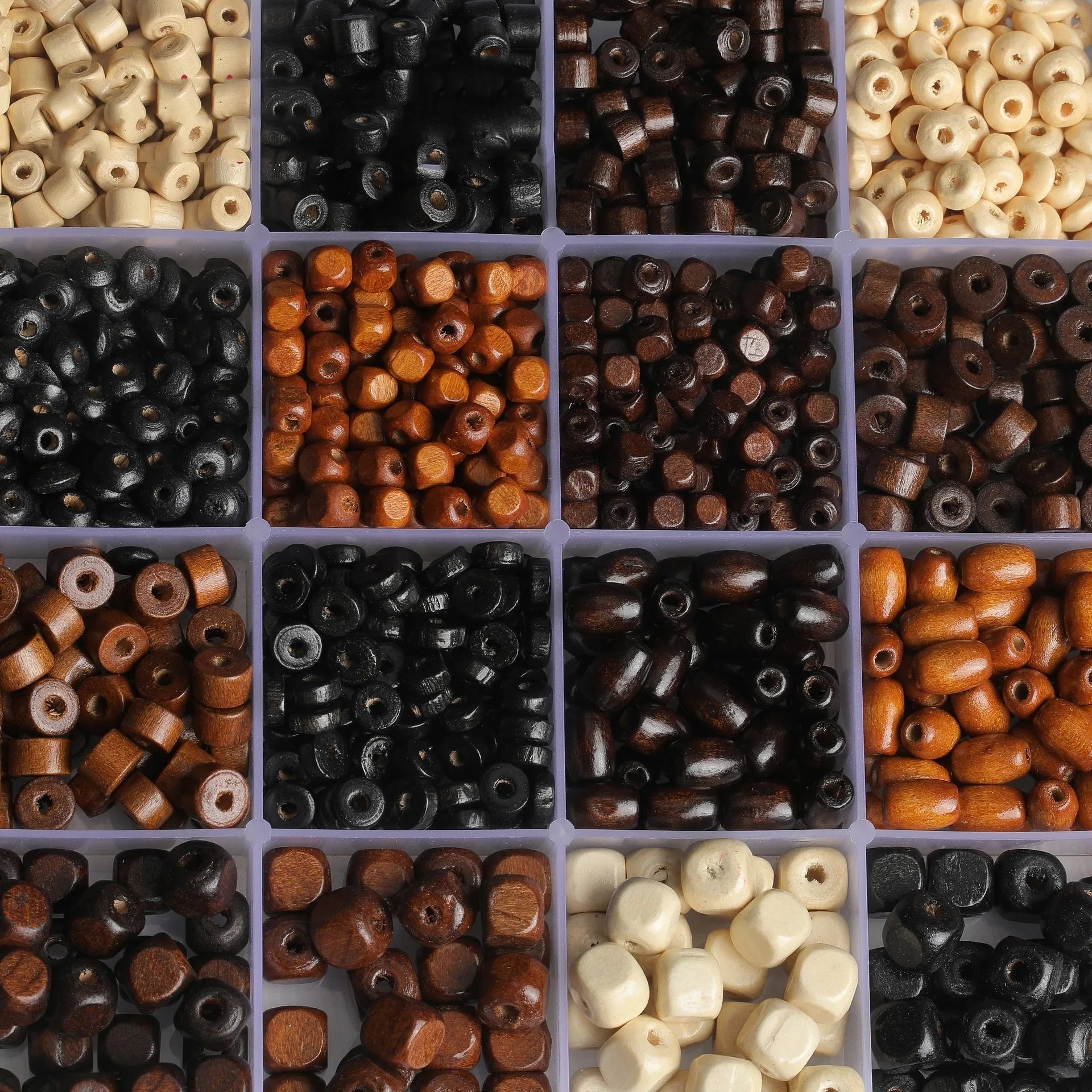 Mixed assortment of vintage solid wood scattered beads for DIY necklace making