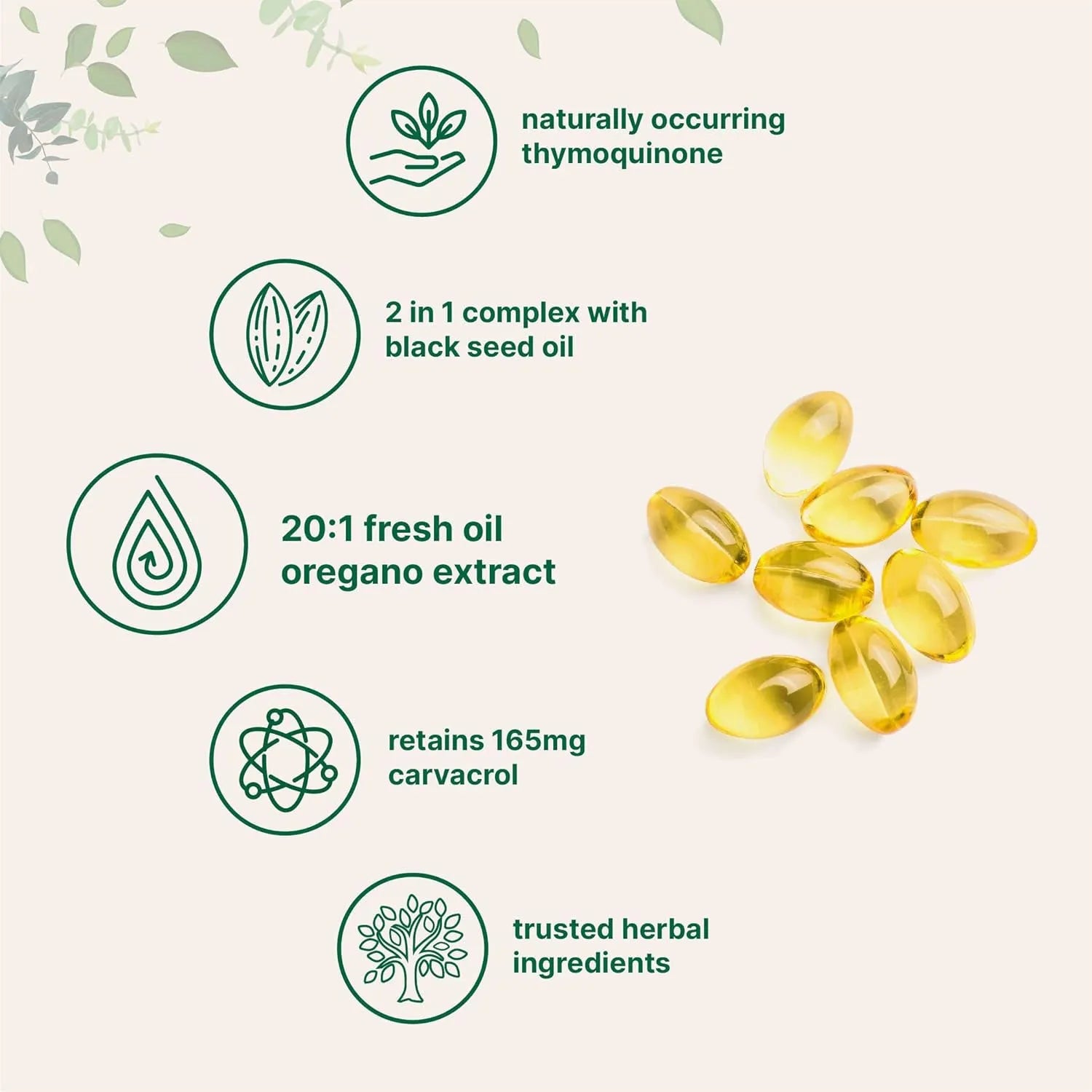 Black seed oil soft gel capsules supplement in bottle packaging, 180 or 300 count options