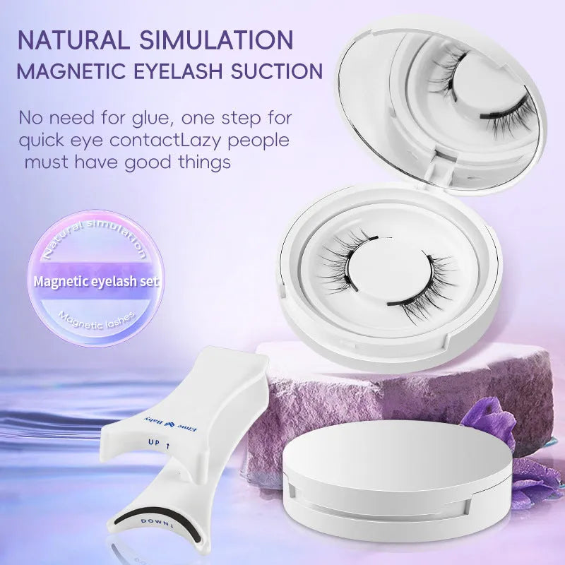 Magnetic suction false eyelashes one pair class mink hair natural simulation daily wear with white clip option