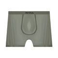 Men's seamless satin ice silk nylon boxers in mid waist cut, showing single-layer crotch detail.