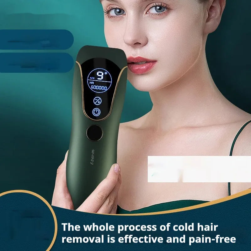 Freezing point hair removal device in sundial design available in green, pink and white colour options