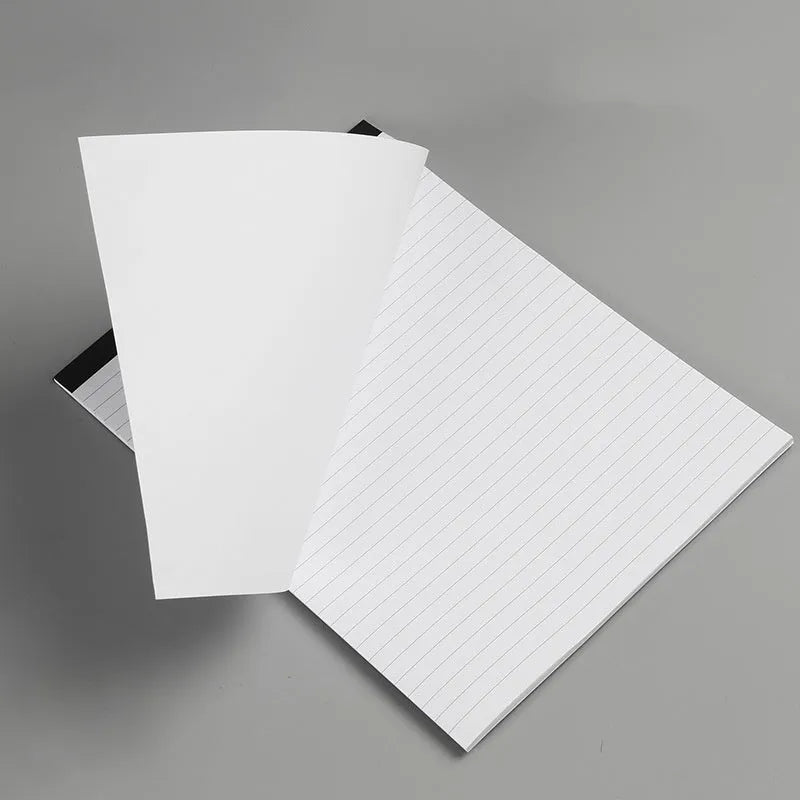 A4 tearable notebook with gridded ivory pages and a paper cover.