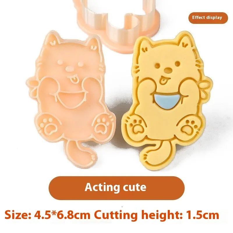 Three-dimensional puppy cartoon biscuit mould with birthday hat design for baking dog-themed cookies