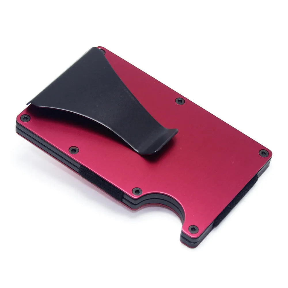 Geometric card holder in black carbon fibre showing slim 8mm profile and card capacity