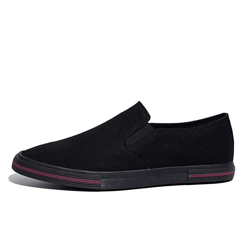 Casual canvas slip-on sneakers in khaki with vulcanised rubber sole and mesh lining