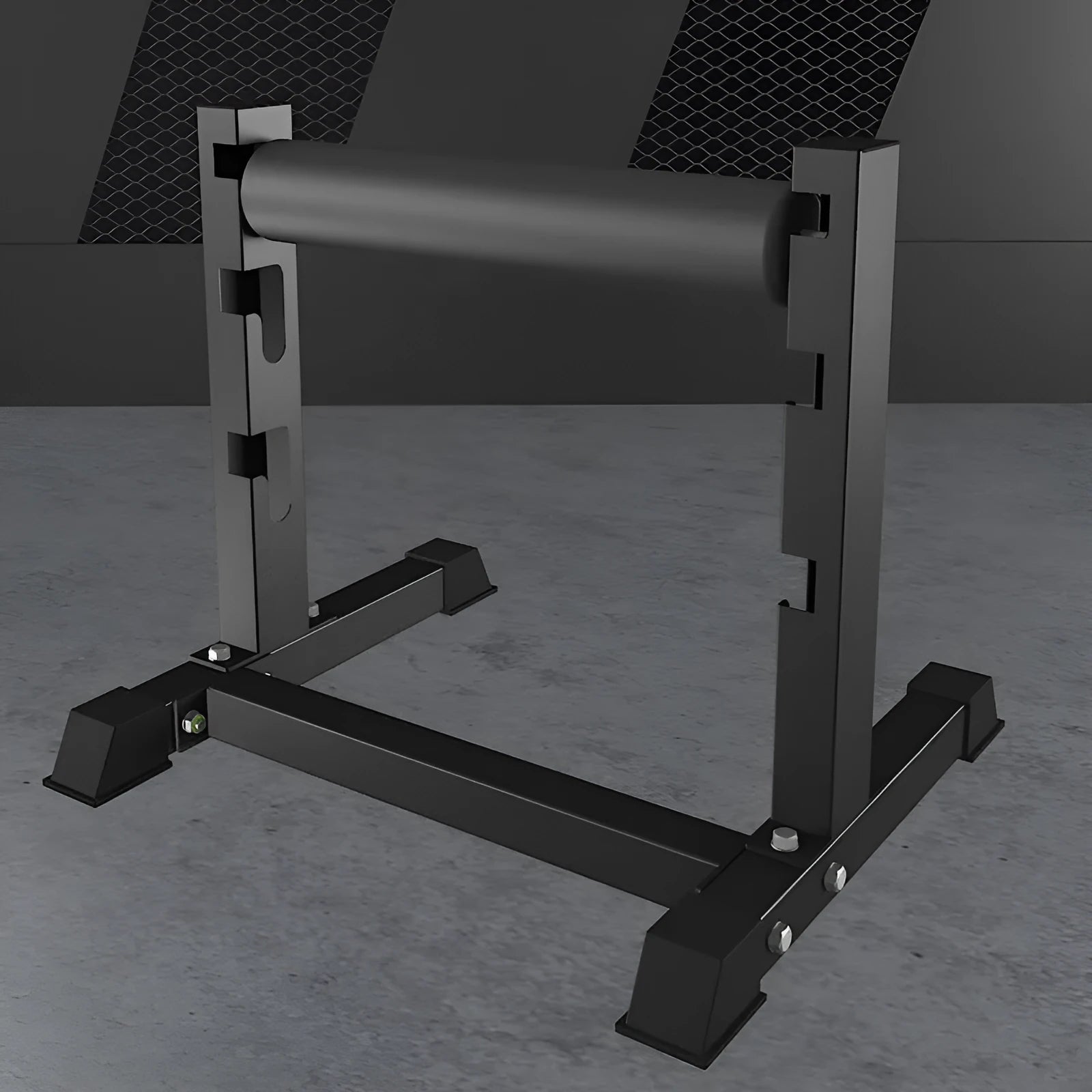Black steel leg press trainer with split leg squat training frame, Type B fitness equipment