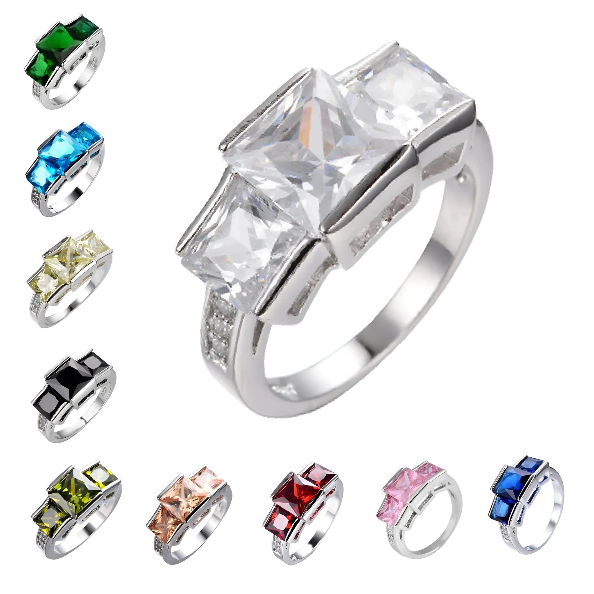 Colourful electroplated copper geometric ring on a white background, showing the metallic finish.