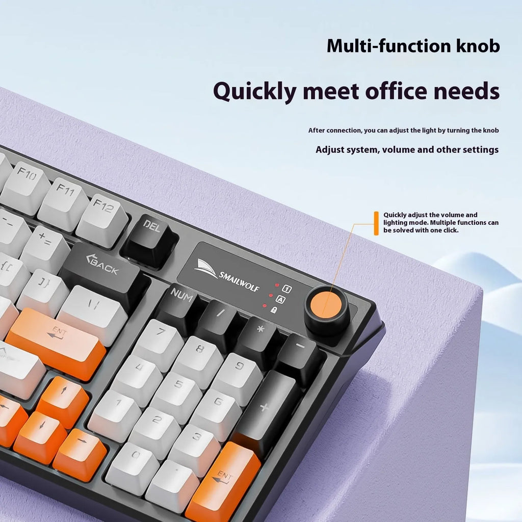 Wired mechanical gaming keyboard with mixed light green switches in autumn water blue colour