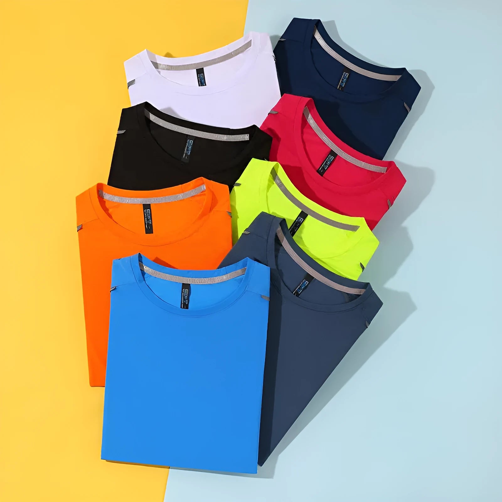 Round neck ice silk quick-drying short sleeve T-shirt for sports in multiple colour options