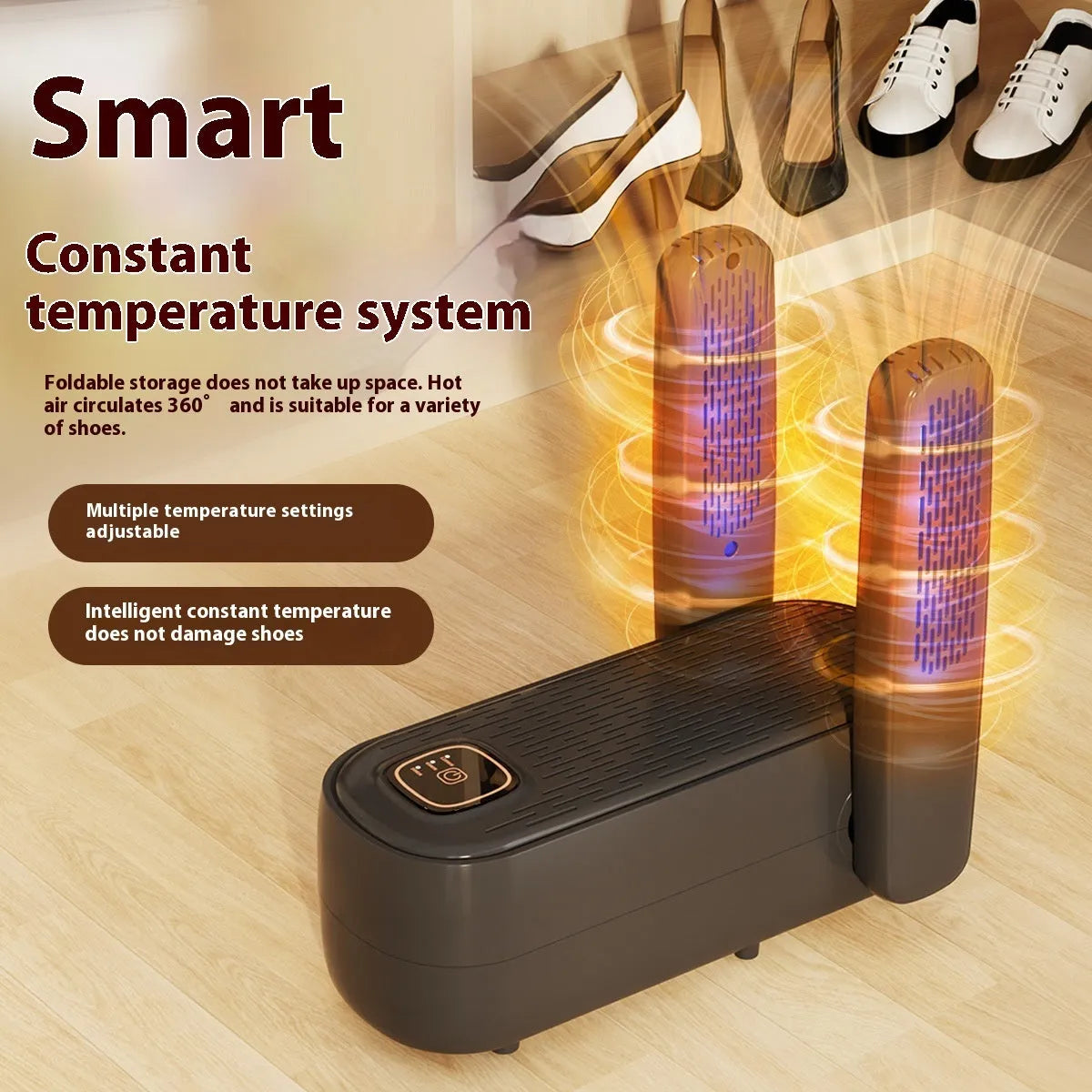 D4 black automatic shoe dryer machine with timer display and power cable