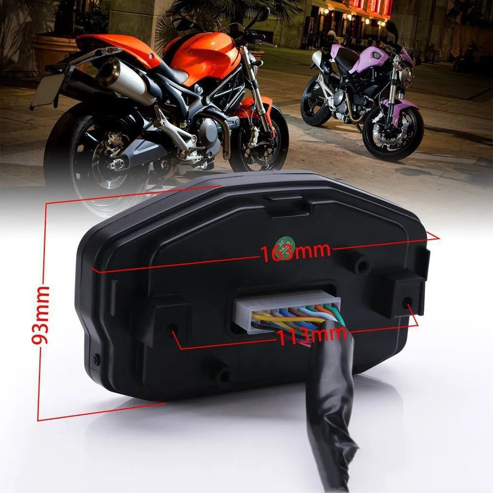 Black universal color screen LCD odometer for 12V motorcycle instrument modification
