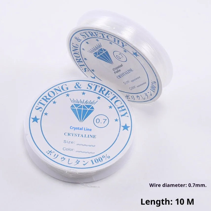 Transparent white elastic fishing line for DIY ornaments, 0.4mm to 1mm sizes