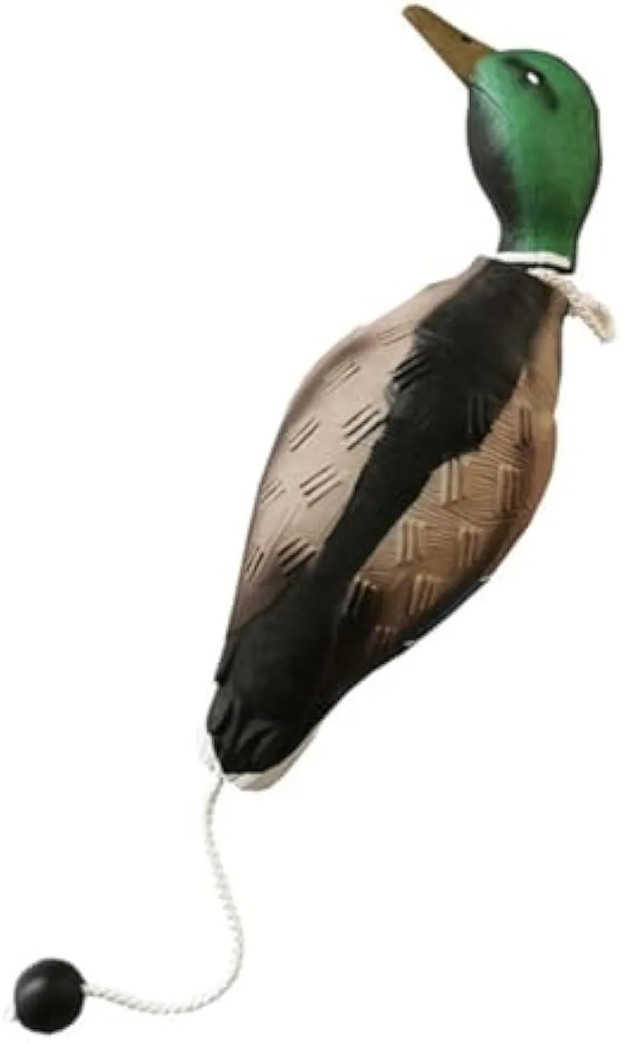 Green no-stuffing duck dog toy made from EVA, 35 cm x 10.5 cm x 8 cm, with quacking sound for chewing and training.