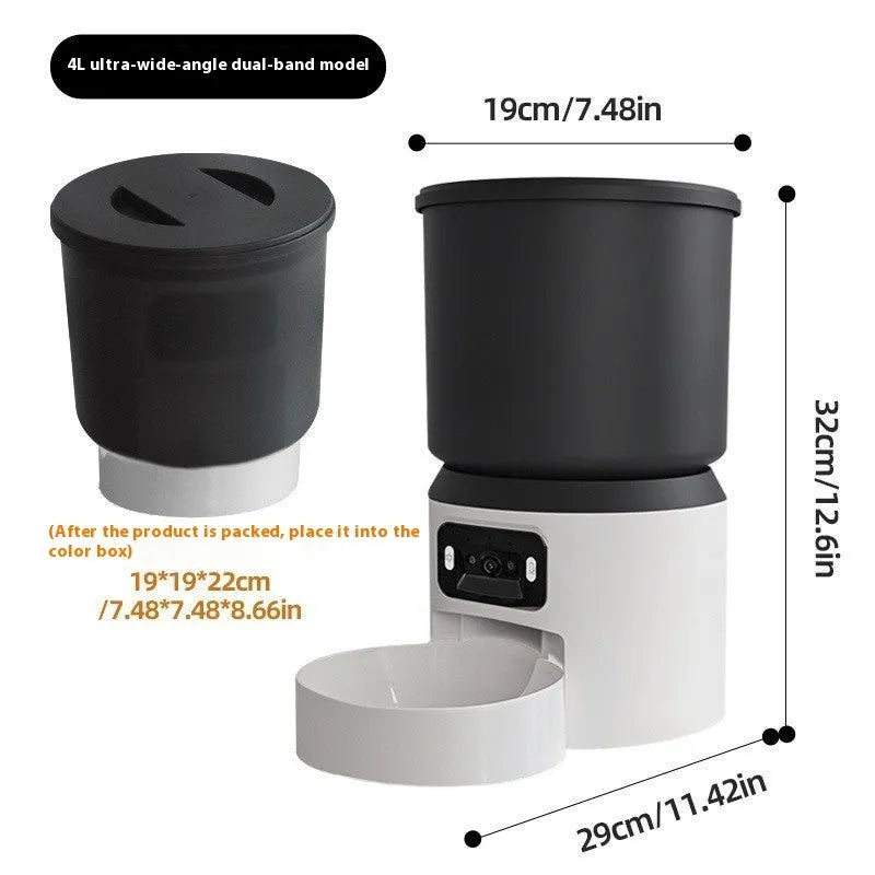 4 litre smart pet feeder with camera and stainless steel bowl for remote feeding